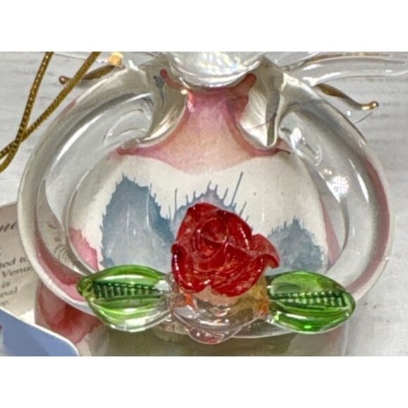 Russ Berrie June Angel Of The Month Rose Handcrafted Glass Figurine With Tag - Picture 2 of 9